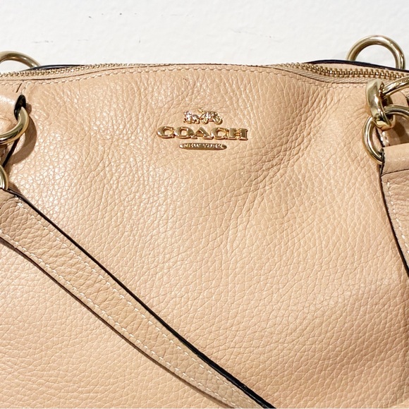Coach Kelsey Satchel Beige Nude Pebbled Leather Purse Shoulder Bag - Picture 2 of 7